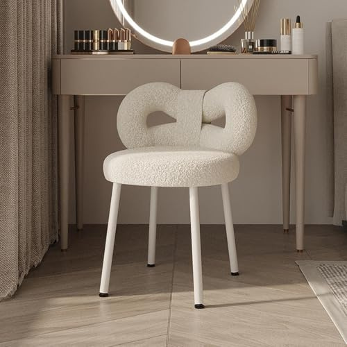 Sgabello da toilette con schienale a fiocco, sedia moderna per il trucco per camera da letto, piedini regolabili, seduta per tavolo da toeletta per donne, elegante design rosa