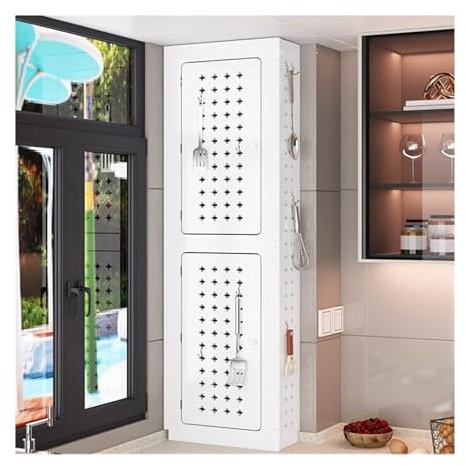 Water Heater Pipe Blocking Plate & PVC Pegboard Storage Rack, Gas Pipeline Decorative Cover, Kitchen Organizer Kit for Home, Bathroom & Garage (35x20x120CM)