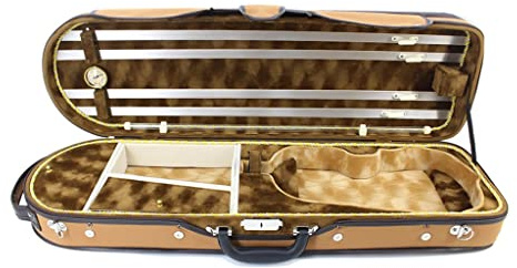 MQPALZKD Nubuck Rectangular Full Size Violin Case Large Storage 4/4 Violin Case with Hygrometer Belt