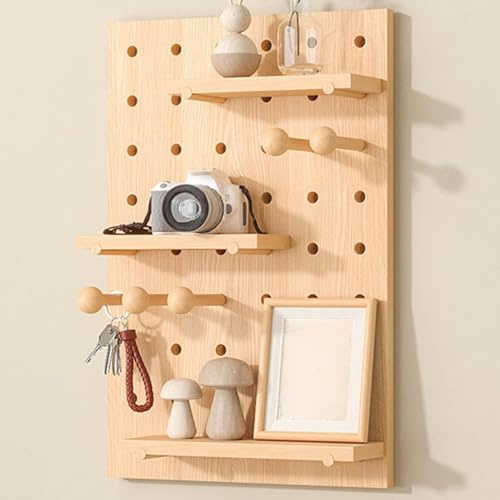 Kit D'organisation Murale Rectangulaire en Bois Panneau Perforé, Tole Perforée pour la Maison, Bureau et la Salle de Bricolage(40x60cm/16x24in)