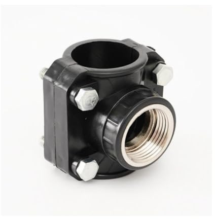 esmen Clamp Saddle Drain Valve 25-50mm Drain Waste Water Pipe Clamp Saddle Valve Clips 12, 34 OD Hose Quick Connection Pipe Fittings(50mm 3 4)