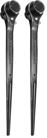 QUARKZMAN 2 Piezas Llave De Trinquete Para Andamio 19mm x 24mm CR-V Negro | 12 Puntos Doble Extremo Llave De Trinquete Para Andamio Herramienta Para Reparación De Autos Y Mantenimiento