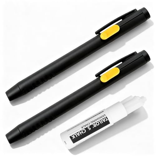 UICCVOKK 2Pcs Heat Erasable Fabric Markers, Fabric Tailors Chalk, Chalk Markers with 20 Replacement Refills for Sewing,Quilting
