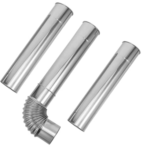 LIFKOME 3Pcs Stainless Steel Chimney Kit 60Mm Diameter with 2 Pipes and 1 90° Elbow for Stove Heaters, Camping Tent Stove Flue Extension, Indoor Outdoor Heating