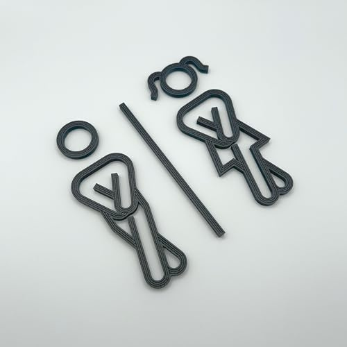 WC Türschilder Set Damen & Herren – Moderne Toiletten Piktogramme in Schwarz oder Weiß – Selbstklebend ohne Bohren – Für Büro, Praxis, Gastronomie & Zuhause (Schwarz)