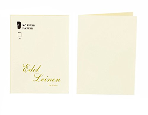 Rössler Edel Leinen-Kartenpack | Kartenset | 20 Klappkarten blanko | Format DIN A6 | Blanko Karten zum Selbstgestalten | Einladungskarten blanko | 11 x 1 x 15 cm| 1 Stück | Farbe: Ivory | Blanko Karten zum Selbstgestalten im Format DIN A6 für Einladungen, Gruß- und Glückwunschkarten