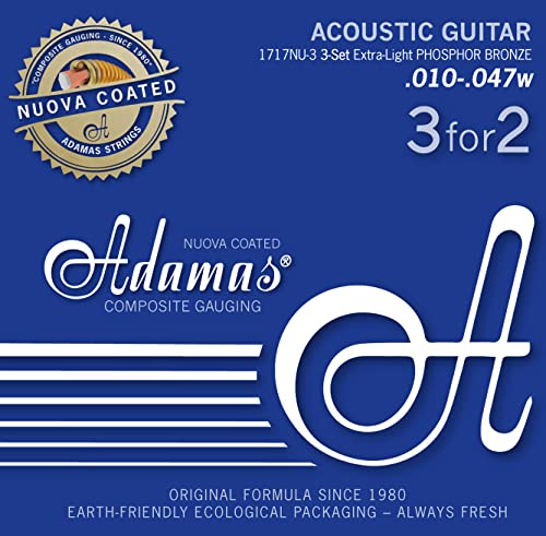 Adamas Saiten für Akustikgitarre Nuova Phosphor bronze beschichtet 3er Satz 3er Satz Ex-Light .010