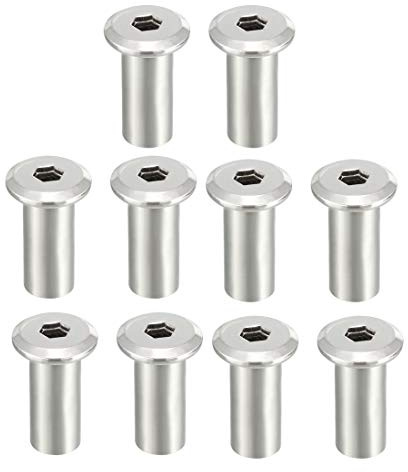 sourcing map 10pcs M8x20mm vis tête à six pans creux écrou d'insertion poteau manchon écrou pour meubles