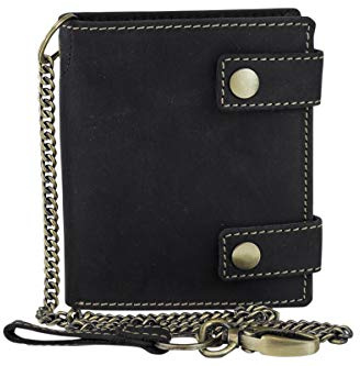 Biker Portefeuille pour Homme et Femme avec la chaîne Vintage-Style LEAS, Cuir véritable, Noir - Vintage-Collection