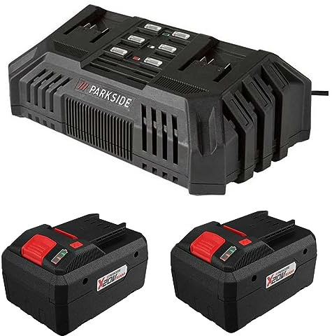 PARKSIDE 30 Minuten Doppel Ladegerät PDSLG 20 mit 2 x Akku 8.0 Ah X20V Team und Performance Series