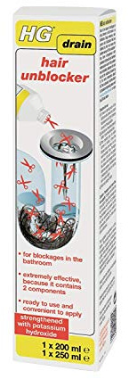 HG 2 x Hair Unblocker 200 ml + 250 ml - First aid for Blocked Bathroom drains