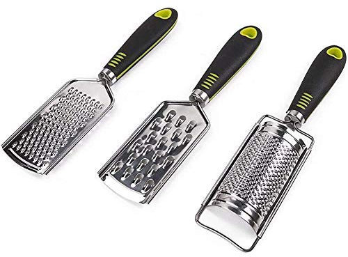 Hand Held Grater Set of 3 Graters for Cheese Nutmeg Potato Ginger and Garlic Stainless Steel Cheese Grinder Multi-purpose Kitchen Food Grater Kitchenware for Vegetable,Fruit,Chocolate Etc