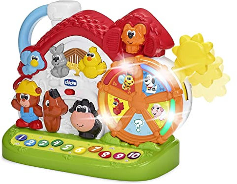 Chicco Fattoria Bilingue Centro di Attività Spagnolo/Inglese, Giocattolo Fattoria di Animali con Luci e Suoni, 3 Modalità di Giocare - Giocattoli Neonati e Bambini da 1 a 4 anni