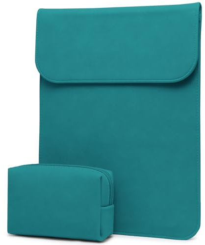 HYZUO 15-16 Zoll Laptop Hülle Tasche Laptophülle für MacBook Pro 16 M4/M3/M2/M1 A3403 A3186 A2991 2025-2019, XPS 15, MacBook Pro 15 2015-2012 A1398, Kunstlederhülle mit Tragetasche, Deep Teal