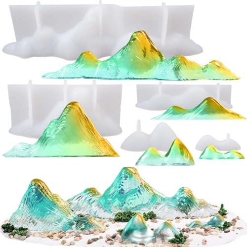 Berg Silikonform Berggipfel Epoxidharz Formen Gebirge Landschaft Tortendeko Fondant 5er Set