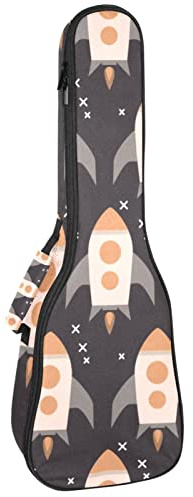 Ukulele väska universum rymdskepp raketer mönster ukulele fodral för Sopran Tenor konsert 23 tum 10 mm tjock mjuk vadderad justerbara remmar spelväska