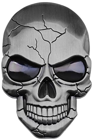 Schädel Punisher 3D Aufkleber Wasserdicht Dekoration Metall Logo Abziehbilder für Auto Lkw Motorrad Kühlschrank Computer Tür Titan-Silber