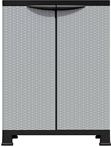 Gecheer Kunststoffschrank Gartenschrank Balkonschrank Beistellschrank Haushaltsschrank Putzmittelschrank Werkstattschrank Schrank 68x39x92 cm Rattan-Design