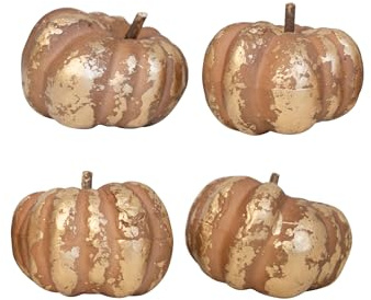HEITMANN DECO Kürbis Deko Set, 4-teilig, naturgetreu, ca. 15 x 15 cm, orange – Herbstdeko für Fensterbank, Tisch & Co.