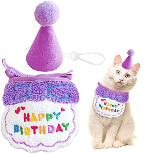 Hundegeburtstagsbandana, Katzengeburtstagsmütze, Hundegeburtstagsmütze, Hundepartymütze, Hund, Alles Gute zum Geburtstag, Lätzchen, Haustier, Alles Gute zum Geburtstag, Scraft, Haustier (lila)