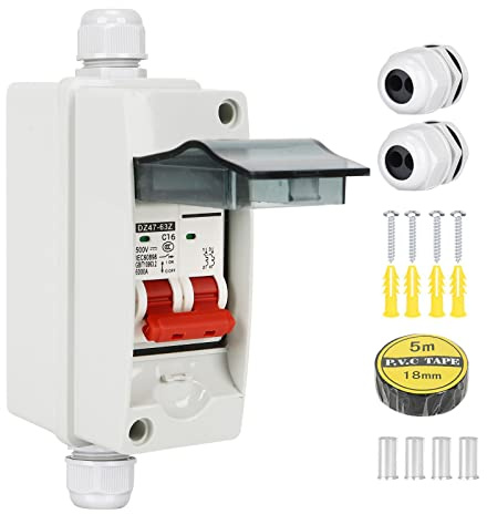 DC Sicherungsautomat 15A 2 polig mit Sicherungskasten aufputz ip65 Wasserdicht für balkonkraftwerk DC12V-400V,PV Solar Anlage Leitungsschutzschalter