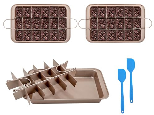 YKUKIZEE 2 Pack Brownie Baking Trays with Dividers, Non Stick Brownie Pan