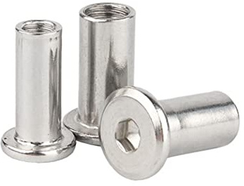 QIRUIRED 5 Pcs M6 x 15mm Hex Socket Screw Rivet Insert Nut 304 Stainless Steel Flat Head Barrel Nuts Internal Thread Cylindrical Nut Rivnut Locking Screws or Bolts