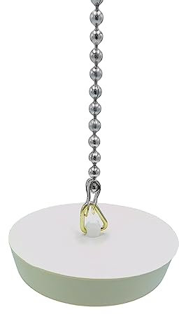 Casalinghi Sicignano Tappo di Scarico per Lavandino e Vasca da Bagno con Catena a Sfera diametro 0,52cm Bianco in Gomma