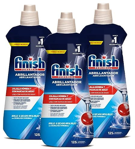 Finish Abrillantador Lavavajillas, vajilla seca, brillante y sin marcas - 3 x 500ml - 375 lavados