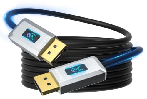 GeoHN.G Câble DisplayPort 2.1 à Fibre Optique 1M, Câble AOC DP 2.1 40Gbit/s [16K@30Hz, 8K@60Hz, 4K@240Hz], Prise en Charge UHBR10/HDR/HDCP, FreeSync G-Sync pour Moniteur de jeu 4090 Carte Graphique