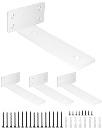 QWORK® 4er Set Schwerlast Regalhalterung 15cm, Unsichtbar Schwebende Wandregal Halterung 75 KG Tragkraft - Weiß