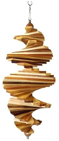 Dokkodo Windspiel aus Holz – Handgefertigt & wetterfest – Gartendeko Windspinner 35 x 14,5 cm – Natürlich & robust – Modelll Standard