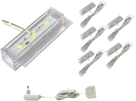 ACCE Illuminazione da pavimento in vetro a LED, illuminazione di bordo in vetro, illuminazione per vetrina, illuminazione per scaffali, 2D o 3D in kit,colore della luce bianco caldo, alimentazione
