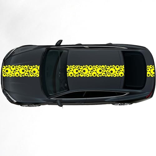Kiwistar - Autoaufkleber Rallye Streifen - 30 x 400 cm 70er Jahre Retro - Neongelb glänzend - selbstklebend - Viperstreifen für Auto, Motorhaube, Karosserie - Tuning Aufkleber Racing Deko