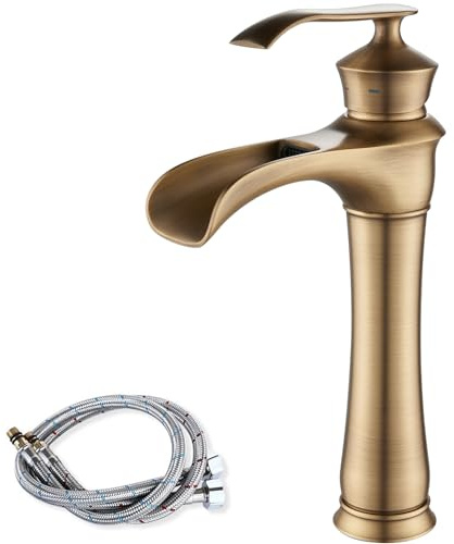 Waterfall Bathroom Basin Mixer Tap, Tall Sink Tap for Counter-top Basin