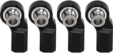 Jenngaoo 4PCS RC Ball Linkage Rod End, RC Car Rod End Bend M3 Aluminium Alloy Steel Turnbuckle Rod Ends for RC Cars Steering Rod Head for Axial SCX10 1/10 Car Model (Black)