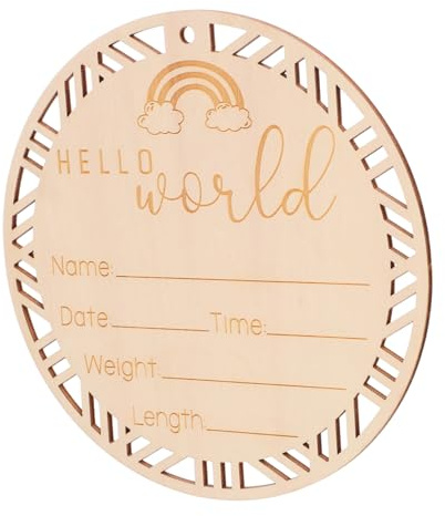 Beatifufu Geburtsanzeige Holz Schild Für Neugeborene Namensschild Satz Runder Dekoration Foto-requisite Babyzimmer