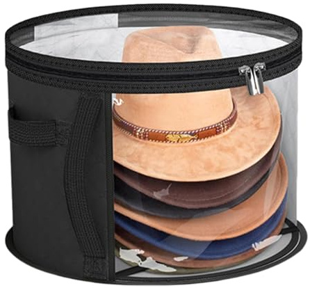 Kaxenig Hut-Aufbewahrungsbox, Runde Faltbare Hut-Organizer-Box, Weicher Transparenter Hutbehälter Mit Reißverschluss, Für Verschiedene Arten Von Hüten/Kleidung Und Spielzeug