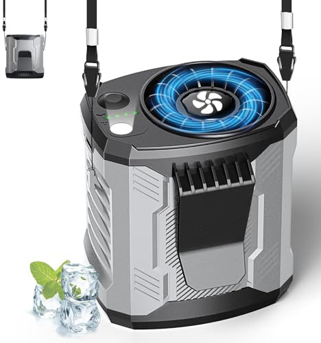 COTOP Portable Waist Fan Clip on,7000RPM USB Rechargeable Wearable Shirt Belt Fan 4 Speeds Personal Cooling with Flashlight & Phone Stand for Summer Travel Camping Hiking-Grey