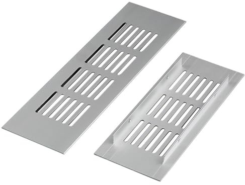 2 Rejillas De Ventilación Plateadas for Zócalo De Cocina, Rejilla De Radiador De Aleación De Aluminio, Cubiertas De Ventilación for Zócalo Con Tornillos for Gabinete, Puerta De Armario, Fregadero(150x