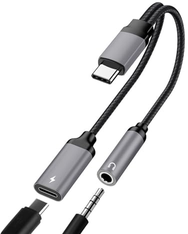 Adaptateur USB C vers Jack 3.5mm avec Charge Rapide PD 60W, 2 en 1 USB C Audio Charge Adaptateur Câble, Adaptateur Audio et Chargeur pour Écouteurs pour Samsung Galaxy iPhone 15 Huawei Xiaomi et Plus