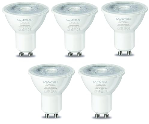 SAMOTECH 5 Pack x GU10 Bright Warm White Dimmable LED Bulb No Flickering 3000K 350lm 38° Beam - 5pack