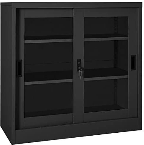 WSJHUHK Hemskåp och förvaring, förvaringsskåp och skåp, skjutdörrskåp antracit 90 x 40 x 90 cm stål