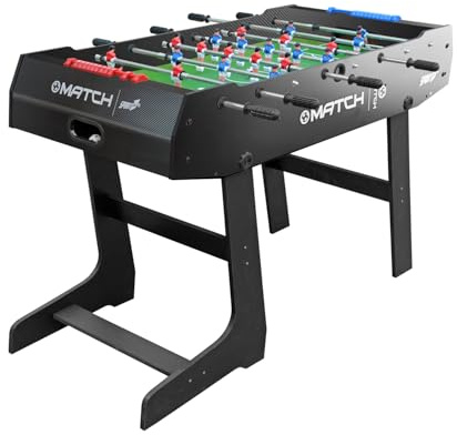Calcio Balilla Pieghevole Bambini, Match Calcio Balilla Pieghevole, 121x61x85cm, Nero, Tavolo da Biliardino per Interni con 8 Aste