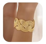 HolidayQbee Armreif Damen Gold Geflochtener Armband – Hypoallergen, Nicht Verblasst, Eleganter Schmuck aus Metallgeflecht, Stilvoll & Langlebig, Geschenkidee für Frauen