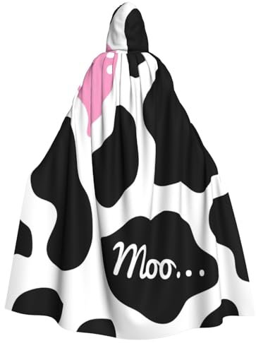 PQruop Capa con capucha para adultos con estampado de vaca lechera negra y blanca, capa decorativa para fiestas, cosplay y festivales