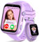 Fitnynxos 4G Smartwatch Kinder mit GPS und Telefon, Kinderuhr mit Videoanruf, SOS, Schulmodus, SMS, Sprachchat WhatsApp, Wecker, SIM, WiFi, IP68 Wasserdicht Schrittzähler Geschenk Mädchen/Jungen, Lila