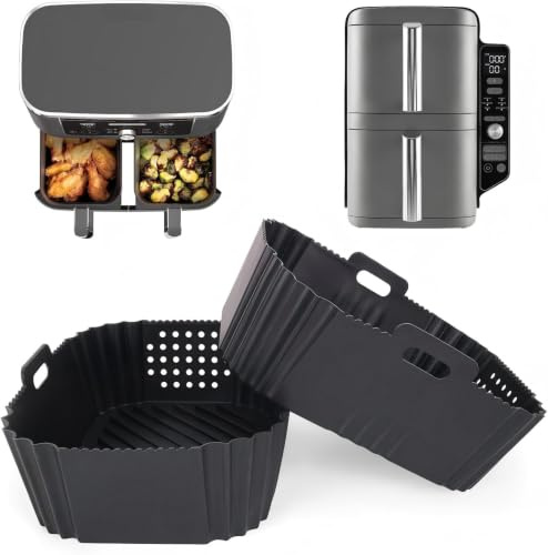 Molde Silicona Freidora De Aire Para Ninja Double Stack XL Freidora, 9.5L SL400EU, 2Psc AirFryer Accesorios Para Foodi Max Dual Zone AF400EU,Silicone Moldes Air Fryer Reusable Accessory GADITIEK