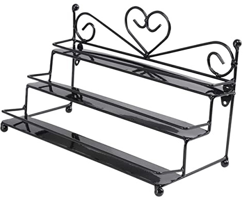 VICASKY Présentoir à Vernis à Ongles Noir en Fer à Trois Couches, Design Pratique et Multifonctionnel, Organisateur Élégant pour Rangement de Produits de Beauté