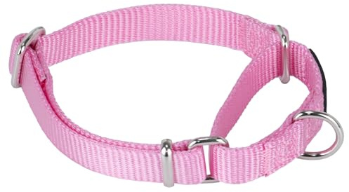 Hyhug Martingale hundkrage, liten rosa, flyktsäker | Kraftig nylon ger skonsam kontroll för valpar. Perfekt för träning och parkpromenader. Justerbar, bekväm och säker
